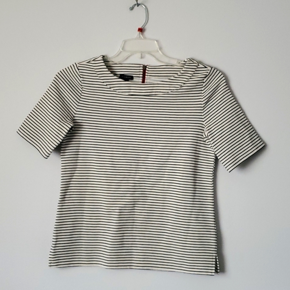 Talbots Striped White & Black Top